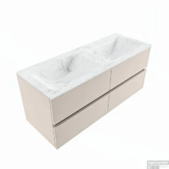 MONDIAZ VICA-DLUX 120cm Badmeubel Onderkast Linen 4 Lades. Inbouw Wastafel CLOUD Dubbel Zonder Kraangat, Kleur Opalo. -Duravit Verkoop vica dluxe inbouw cloud opalo linen google 2 0046