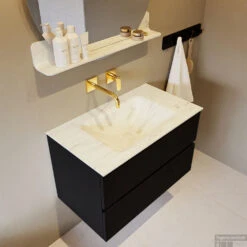 MONDIAZ VICA-DLUX 80cm Badmeubel Onderkast Urban 2 Lades. Inbouw Wastafel CLOUD Midden Zonder Kraangat, Kleur Opalo, En Spiegel Model SPOT -Duravit Verkoop vica dluxe inbouw cloud opalo urban side2 0004 13132514381386