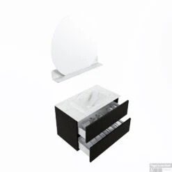 MONDIAZ VICA-DLUX 80cm Badmeubel Onderkast Urban 2 Lades. Inbouw Wastafel CLOUD Midden Zonder Kraangat, Kleur Opalo, En Spiegel Model SPOT -Duravit Verkoop vica dluxe inbouw cloud opalo urban sp google 3 0004