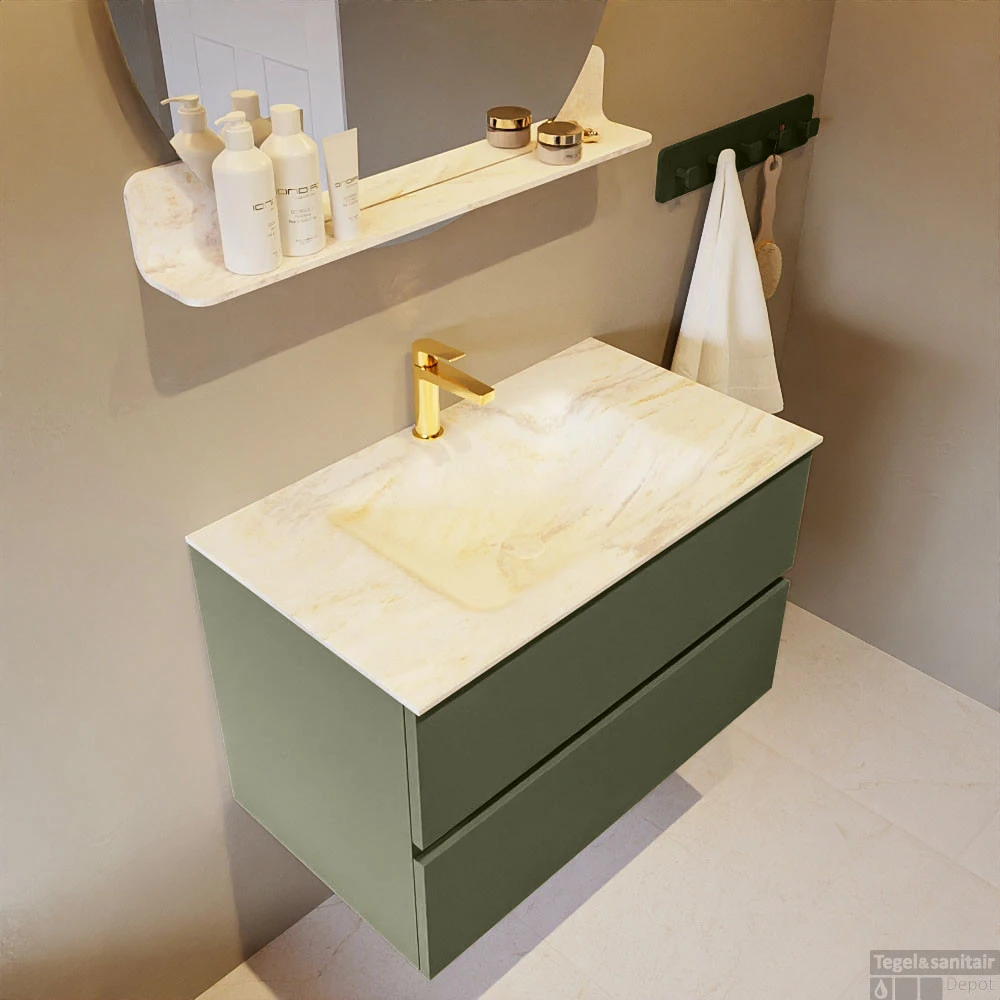 MONDIAZ VICA-DLUX 80cm Badmeubel Onderkast Army 2 Lades. Inbouw Wastafel CLOUD Midden 1 Kraangat, Kleur Ostra, En Spiegel Model SPOT 5 MONDIAZ VICA-DLUX 80cm Badmeubel Onderkast Army 2 Lades. Inbouw Wastafel CLOUD Midden 1 Kraangat, Kleur Ostra, En Spiegel Model SPOT - Afbeelding 5