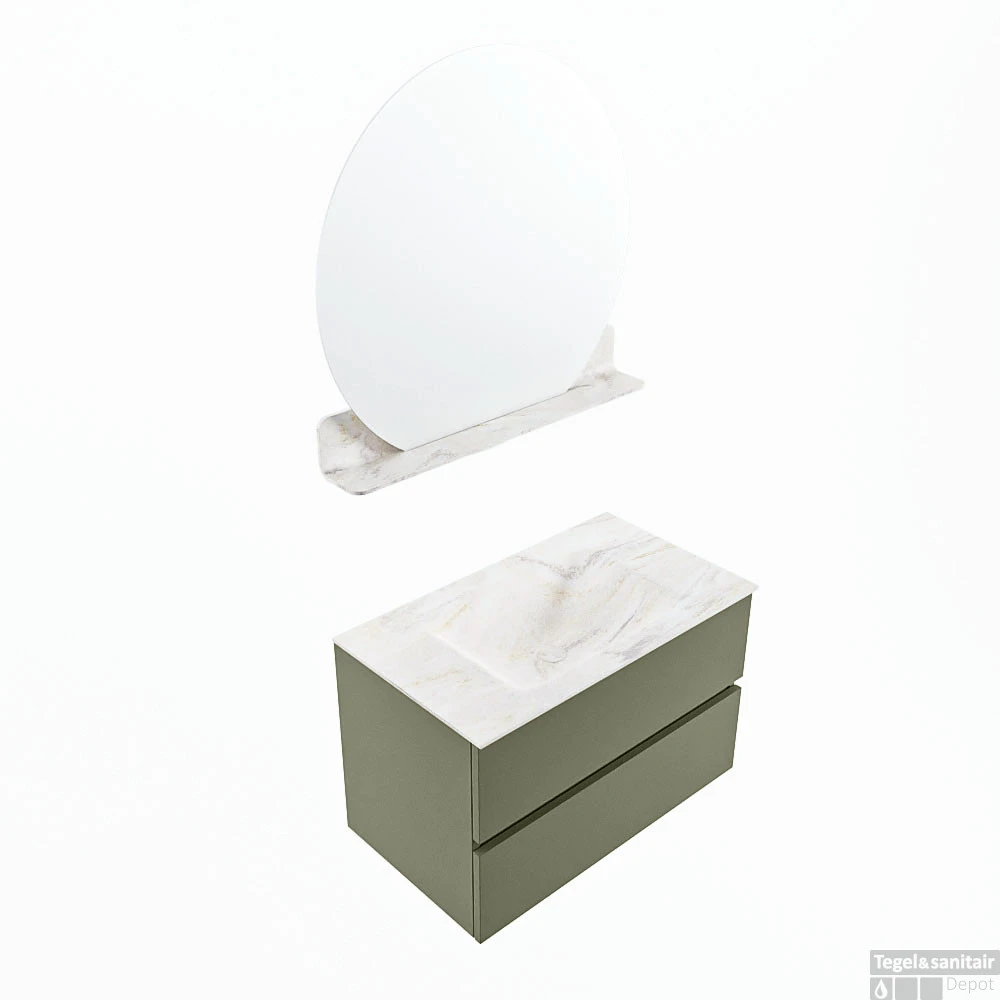 MONDIAZ VICA-DLUX 80cm Badmeubel Onderkast Army 2 Lades. Inbouw Wastafel CLOUD Midden 1 Kraangat, Kleur Ostra, En Spiegel Model SPOT 4 MONDIAZ VICA-DLUX 80cm Badmeubel Onderkast Army 2 Lades. Inbouw Wastafel CLOUD Midden 1 Kraangat, Kleur Ostra, En Spiegel Model SPOT - Afbeelding 4