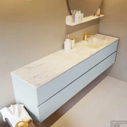 MONDIAZ VICA-DLUX 200cm Badmeubel Onderkast Clay 4 Lades. Inbouw Wastafel CLOUD Rechts 1 Kraangat, Kleur Ostra. -Duravit Verkoop vica dluxe inbouw cloud ostra clay side2 0066 13132514394405