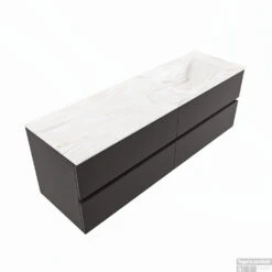 MONDIAZ VICA-DLUX 150cm Badmeubel Onderkast Dark Grey 4 Lades. Inbouw Wastafel CLOUD Rechts Zonder Kraangat, Kleur Ostra. -Duravit Verkoop vica dluxe inbouw cloud ostra dark grey google 2 0057