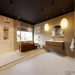 MONDIAZ VICA-DLUX 110cm Badmeubel Onderkast Rust 2 Lades. Inbouw Wastafel CLOUD Rechts 1 Kraangat, Kleur Ostra, En Spiegel Model SPOT -Duravit Verkoop vica dluxe inbouw cloud ostra rust totaal 0019 13132514384390