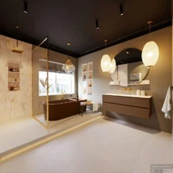 MONDIAZ VICA-DLUX 130cm Badmeubel Onderkast Rust 2 Lades. Inbouw Wastafel CLOUD Midden Zonder Kraangat, Kleur Ostra, En Spiegel Model SPOT -Duravit Verkoop vica dluxe inbouw cloud ostra rust totaal 0028 13132514384404