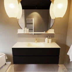 MONDIAZ VICA-DLUX 130cm Badmeubel Onderkast Urban 2 Lades. Inbouw Wastafel CLOUD Midden 1 Kraangat, Kleur Ostra. -Duravit Verkoop vica dluxe inbouw cloud ostra urban front1 0032