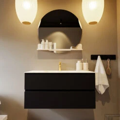 MONDIAZ VICA-DLUX 100cm Badmeubel Onderkast Urban 2 Lades. Inbouw Wastafel CLOUD Midden 1 Kraangat, Kleur Ostra. -Duravit Verkoop vica dluxe inbouw cloud ostra urban front2 0011