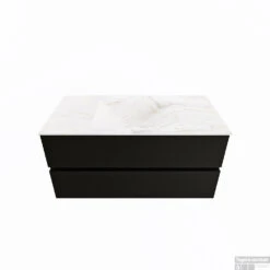 MONDIAZ VICA-DLUX 100cm Badmeubel Onderkast Urban 2 Lades. Inbouw Wastafel CLOUD Midden 1 Kraangat, Kleur Ostra.