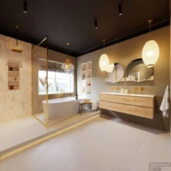 MONDIAZ VICA-DLUX 150cm Badmeubel Onderkast Washed Oak 2 Lades. Inbouw Wastafel CLOUD Dubbel Zonder Kraangat, Kleur Ostra, En Spiegel Model SPOT -Duravit Verkoop vica dluxe inbouw cloud ostra washed oak totaal 0039 13132514383204