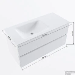 MONDIAZ VICA 100cm Badmeubel Onderkast Light Brown Grey 2 Lades. Wastafel CLOUD Links Zonder Kraangat, Kleur Talc. -Duravit Verkoop vicadluxe100cmleftmaattekening 8151264472101