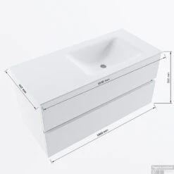 MONDIAZ VICA-DLUX 100cm Badmeubel Onderkast Rust 2 Lades. Inbouw Wastafel CLOUD Rechts 1 Kraangat, Kleur Lava. -Duravit Verkoop vicadluxe100cmrightmaattekening 8151264472152 3