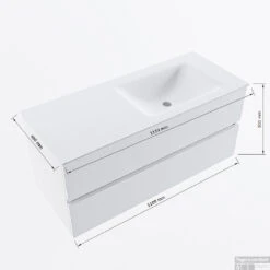 MONDIAZ VICA-DLUX 110cm Badmeubel Onderkast Plata 2 Lades. Inbouw Wastafel CLOUD Rechts 1 Kraangat, Kleur Glace. -Duravit Verkoop vicadluxe110cmrightmaattekening 8151264472257