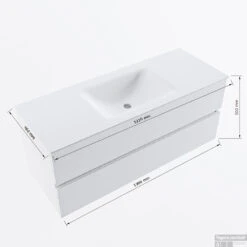 MONDIAZ VICA 120cm Badmeubel Onderkast Oro 2 Lades. Wastafel CLOUD Midden 1 Kraangat, Kleur Talc. -Duravit Verkoop vicadluxe120cmcentermaattekening 8151264472391 2