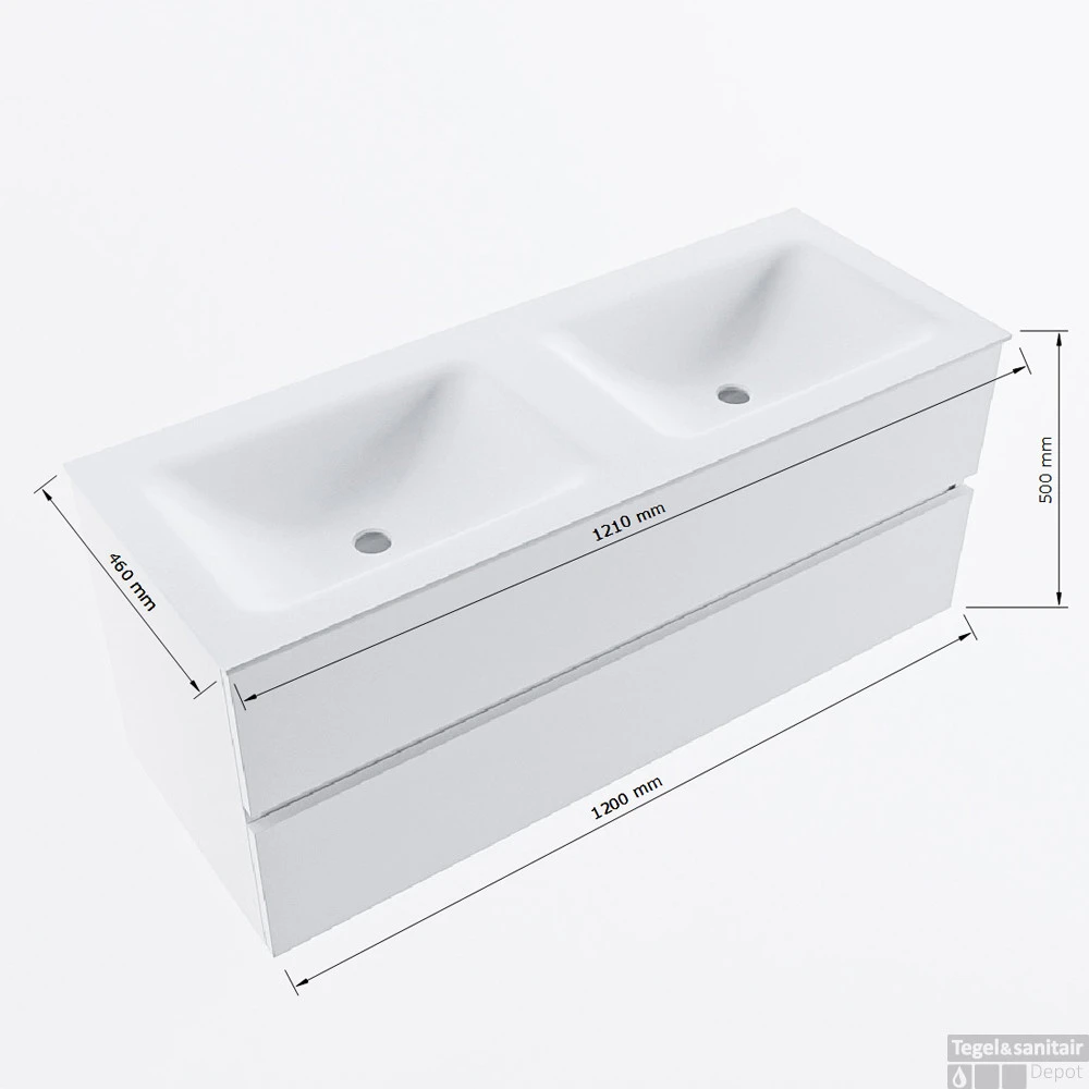 MONDIAZ VICA-DLUX 120cm Badmeubel Onderkast Army 2 Lades. Inbouw Wastafel CLOUD Dubbel Zonder Kraangat, Kleur Opalo. 7 MONDIAZ VICA-DLUX 120cm Badmeubel Onderkast Army 2 Lades. Inbouw Wastafel CLOUD Dubbel Zonder Kraangat, Kleur Opalo. - Afbeelding 7