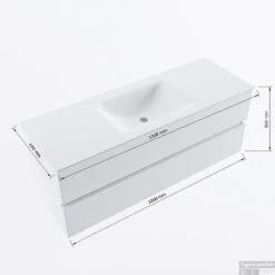 MONDIAZ VICA-DLUX 130cm Badmeubel Onderkast Rust 2 Lades. Inbouw Wastafel CLOUD Midden Zonder Kraangat, Kleur Ostra, En Spiegel Model SPOT -Duravit Verkoop vicadluxe130cmcentermaattekening 8151264475154 2