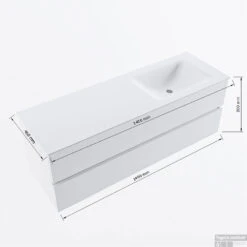 MONDIAZ VICA 140cm Badmeubel Onderkast Smag 2 Lades. Wastafel CLOUD Rechts 1 Kraangat, Kleur Talc. -Duravit Verkoop vicadluxe140cmrightmaattekening 11276264471457