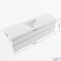 MONDIAZ VICA 150cm Badmeubel Onderkast Dark Brown Grey 2 Lades. Wastafel CLOUD Midden Zonder Kraangat, Kleur Talc. -Duravit Verkoop vicadluxe150cmcentermaattekening 8151264475444 1