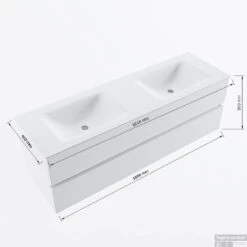 MONDIAZ VICA-DLUX 150cm Badmeubel Onderkast Army 2 Lades. Inbouw Wastafel CLOUD Dubbel Zonder Kraangat, Kleur Lava. -Duravit Verkoop vicadluxe150cmdoublemaattekening 8151264475464