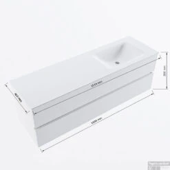 MONDIAZ VICA 150cm Badmeubel Onderkast Light Brown Grey 2 Lades. Wastafel CLOUD Rechts 1 Kraangat, Kleur Talc Met Spiegel LED. -Duravit Verkoop vicadluxe150cmrightmaattekening 8151264475526 2