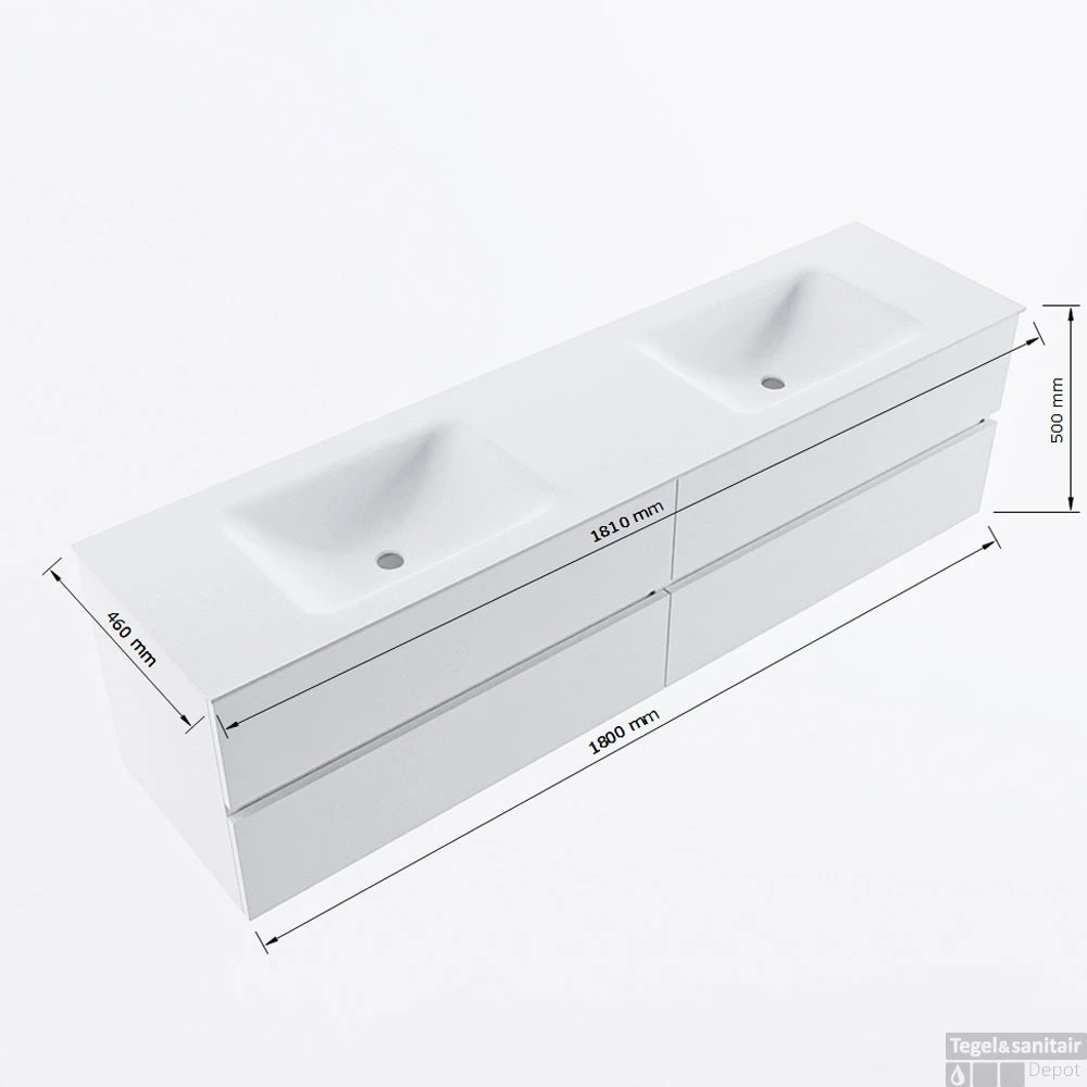 MONDIAZ VICA 180cm Badmeubel Onderkast Dark Brown 4 Lades. Wastafel CLOUD Dubbel 2 Kraangaten, Kleur Talc Met Spiegel LED. 8 MONDIAZ VICA 180cm Badmeubel Onderkast Dark Brown 4 Lades. Wastafel CLOUD Dubbel 2 Kraangaten, Kleur Talc Met Spiegel LED. - Afbeelding 8