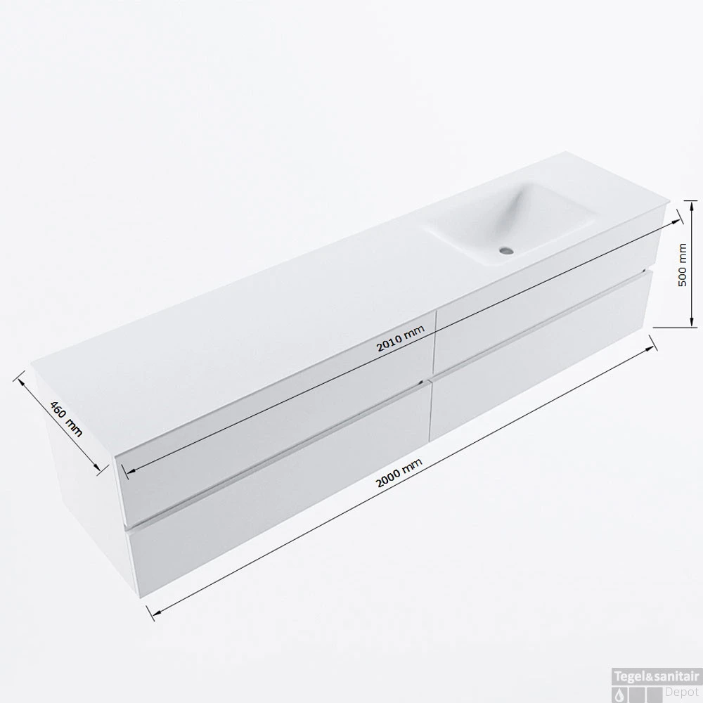 MONDIAZ VICA-DLUX 200cm Badmeubel Onderkast Linen 4 Lades. Inbouw Wastafel CLOUD Rechts 1 Kraangat, Kleur Ostra. 7 MONDIAZ VICA-DLUX 200cm Badmeubel Onderkast Linen 4 Lades. Inbouw Wastafel CLOUD Rechts 1 Kraangat, Kleur Ostra. - Afbeelding 7