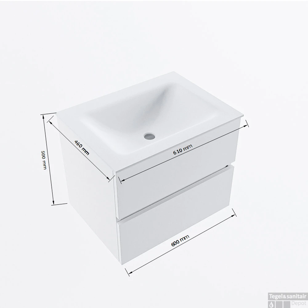 MONDIAZ VICA 60cm Badmeubel Onderkast Ocher 2 Lades. Wastafel CLOUD Midden Zonder Kraangat, Kleur Talc Met Spiegel LED. 8 MONDIAZ VICA 60cm Badmeubel Onderkast Ocher 2 Lades. Wastafel CLOUD Midden Zonder Kraangat, Kleur Talc Met Spiegel LED. - Afbeelding 8