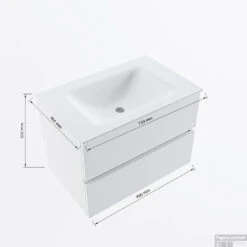 MONDIAZ VICA-DLUX 70cm Badmeubel Onderkast Plata 2 Lades. Inbouw Wastafel CLOUD Midden Zonder Kraangat, Kleur Glace, En Spiegel Model SPOT -Duravit Verkoop vicadluxe70cmcentermaattekening 8151264471911