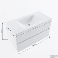 MONDIAZ VICA 90cm Badmeubel Onderkast Clay 2 Lades. Wastafel CLOUD Midden 1 Kraangat, Kleur Talc Met Spiegel LED. -Duravit Verkoop vicadluxe90cmcentermaattekening 8151264472031 1