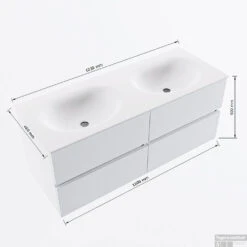 MONDIAZ VICA 120cm Badmeubel Onderkast Rosee 4 Lades. Wastafel MOON Dubbel Zonder Kraangat, Kleur Talc. 13 MONDIAZ VICA 120cm Badmeubel Onderkast Rosee 4 Lades. Wastafel MOON Dubbel Zonder Kraangat, Kleur Talc. -Duravit Verkoop vicamoon120dubbel4maattekening 12526264451591 1