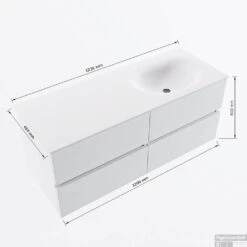 MONDIAZ VICA 120cm Badmeubel Onderkast Cale 4 Lades. Wastafel Moon Rechts Zonder Kraangat, Kleur Talc Met Spiegel LED. -Duravit Verkoop vicamoon120rechts4maattekening 12526264451661