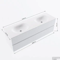 MONDIAZ VICA 150cm Badmeubel Onderkast Greey 2 Lades. Wastafel MOON Dubbel Zonder Kraangat, Kleur Talc. 13 MONDIAZ VICA 150cm Badmeubel Onderkast Greey 2 Lades. Wastafel MOON Dubbel Zonder Kraangat, Kleur Talc. -Duravit Verkoop vicamoon150dubbel2maattekening 12526264452476