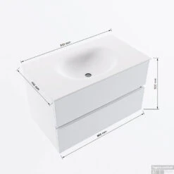 MONDIAZ VICA 80cm Badmeubel Onderkast Light Brown Grey 2 Lades. Wastafel Moon Midden 1 Kraangat, Kleur Talc Met Spiegel LED. -Duravit Verkoop vicamoon80midden2maattekening 12526264451071