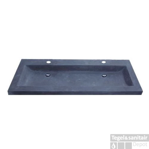 Wasblad Sanilux Compact Stone Hardsteen 100x38x5cm 2 Kraangaten 2 Wasblad Sanilux Compact Stone Hardsteen 100x38x5cm 2 Kraangaten - Afbeelding 2