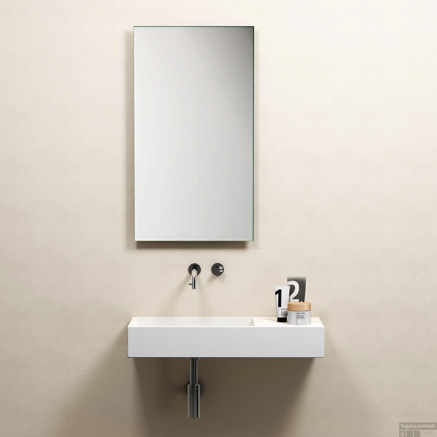 Wastafel Clou Wash Me 75x32x12 Cm Solid Surface (Rechts) 5 Wastafel Clou Wash Me 75x32x12 Cm Solid Surface (Rechts) - Afbeelding 5