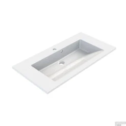 Wastafel Allibert Slide 80x46,2x2 Cm Met Kraangat Polybeton Glanzend Wit