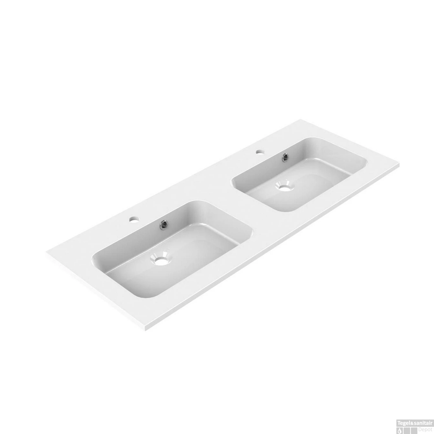 Wastafel Dubbel Allibert Style 120,5x46,5x1,8 Cm Polybeton Glanzend Wit (met Kraangat En Overloop) 1 Wastafel Dubbel Allibert Style 120,5x46,5x1,8 Cm Polybeton Glanzend Wit (met Kraangat En Overloop)