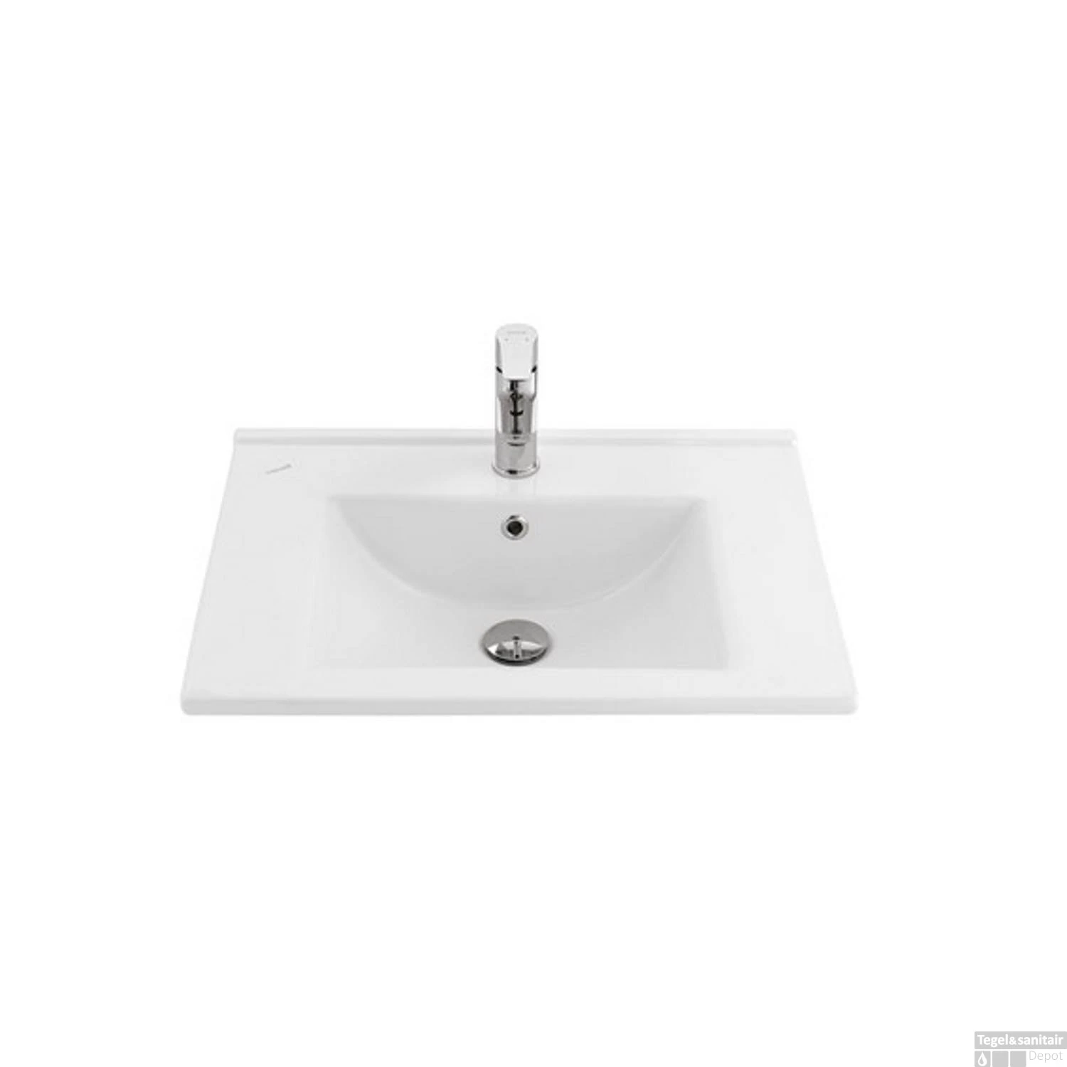 Wastafel Boss & Wessing 1 Kraangat 45x60 Cm Rechthoek Keramiek Wit