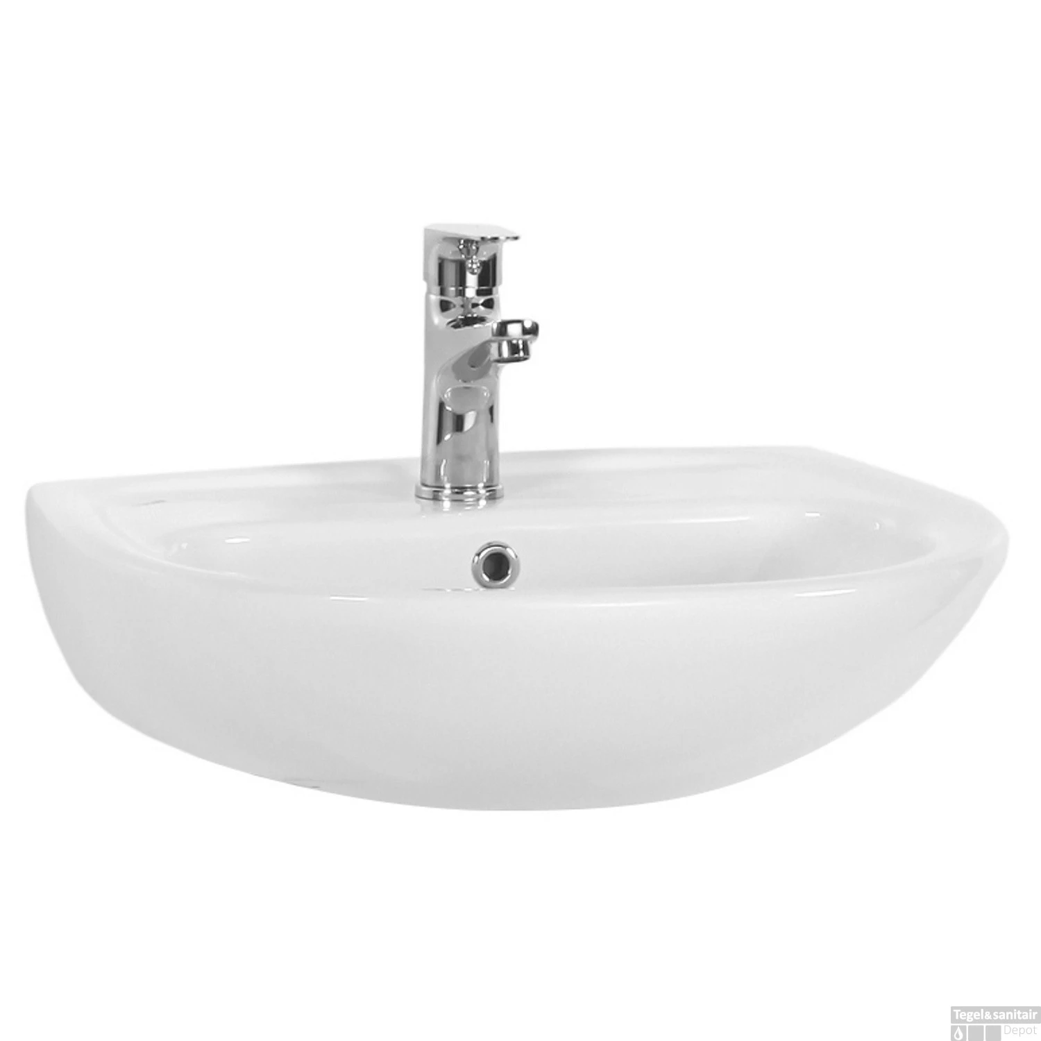 Wastafel Boss & Wessing 50x40cm Keramiek Wit Met Kraangat 1 Wastafel Boss & Wessing 50x40cm Keramiek Wit Met Kraangat