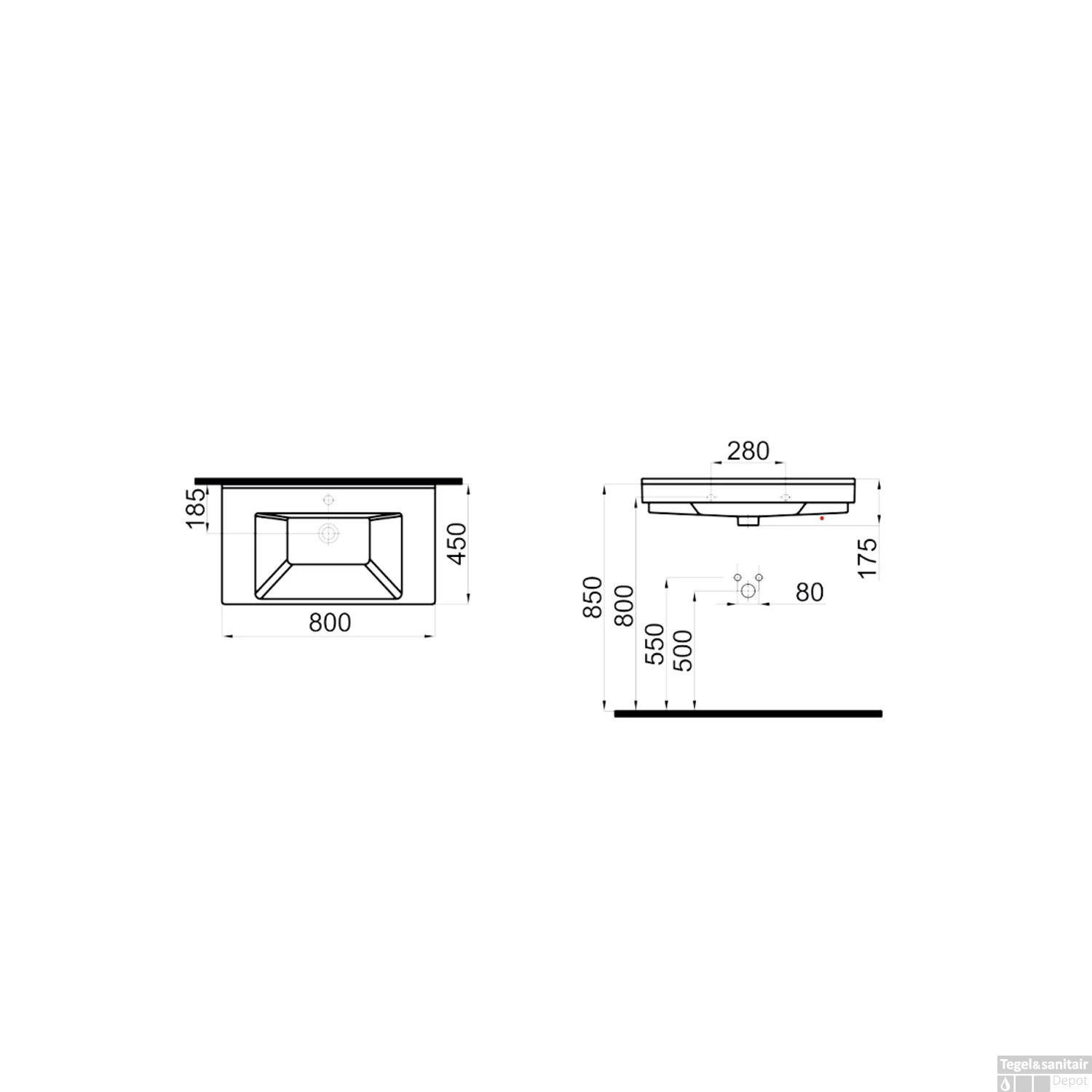 Wastafel Boss & Wessing Hayat 80cm Tbv 33768-127903 Glans Wit 2 Wastafel Boss & Wessing Hayat 80cm Tbv 33768-127903 Glans Wit - Afbeelding 2