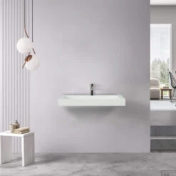 Wastafel Boss & Wessing Hoya 80x45.5 Cm Met Kraangat Mat Wit -Duravit Verkoop wastafel boss wessing hoya 80x45.5 cm met kraangat mat wit 3