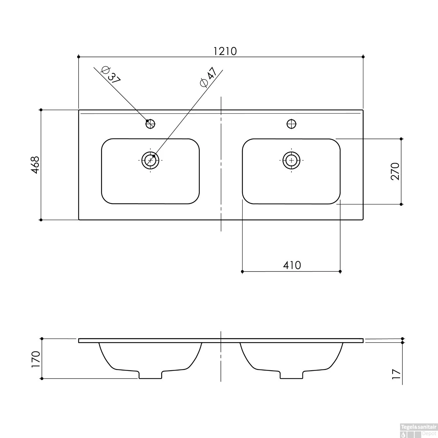 Wastafel Boss & Wessing Pakaru Met Overloop Glans Wit (ALLE MATEN) 8 Wastafel Boss & Wessing Pakaru Met Overloop Glans Wit (ALLE MATEN) - Afbeelding 8