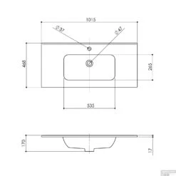 Wastafel Boss & Wessing Pakaru 101x46,5x17 Glans Wit (1 Kraangat) -Duravit Verkoop wastafel bws pakaru was104601 tech