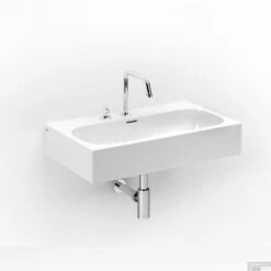 Wastafel Clou Match Me 70x42x14cm Keramiek Glans Wit (Met 3 Voorbewerkte Kraangaten)