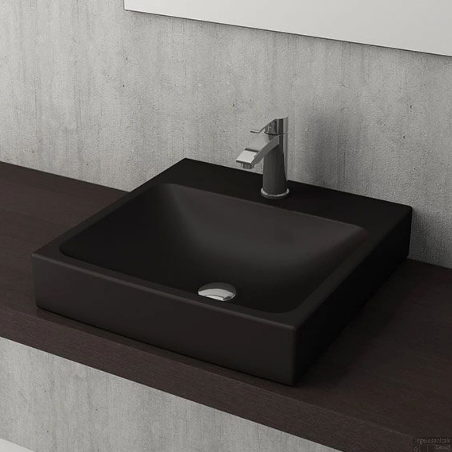 Wastafel Boss & Wessing Bocchi Scala Arch 48,5x48cm Mat Antraciet Met Kraangat - Afbeelding 2