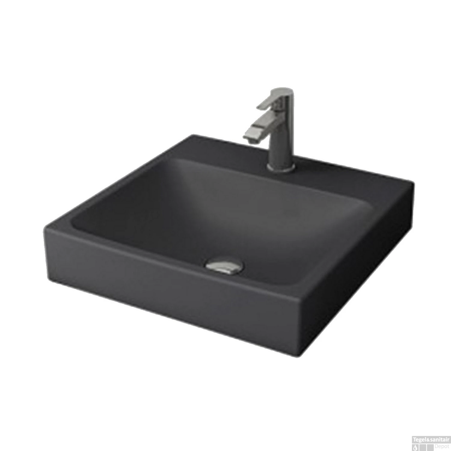 Wastafel Boss & Wessing Bocchi Scala Arch 48,5x48cm Mat Antraciet Met Kraangat