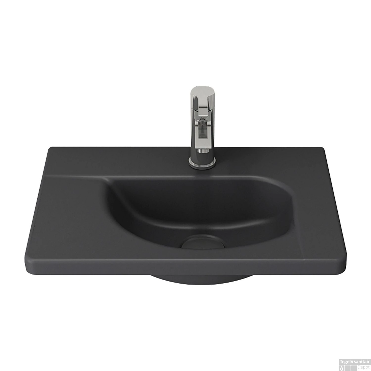 Wastafel Boss & Wessing Bocchi Taormina Design 44x31cm Mat Antraciet Met Kraangat