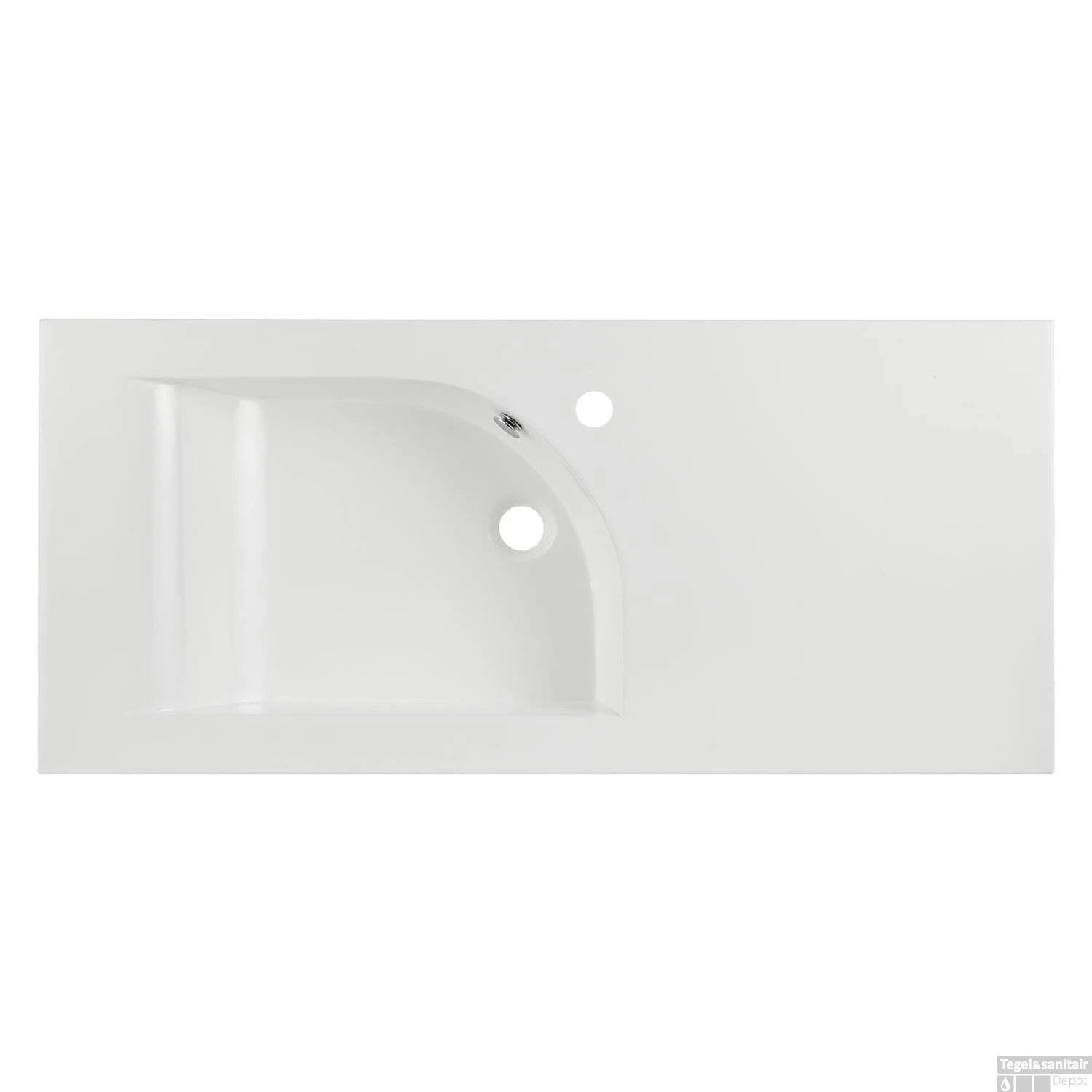 Wastafel Differnz Style 100 Cm Asymmetrisch Rechts Wit 1 Wastafel Differnz Style 100 Cm Asymmetrisch Rechts Wit