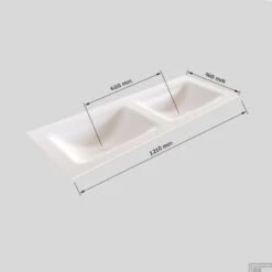 Badkamermeubel Solid Surface BWS Stockholm 120x45 Cm Mat Zwart Urban Dubbel (2 Kraangaten, 4 Lades) -Duravit Verkoop wastafel dubbel 120 cm tech