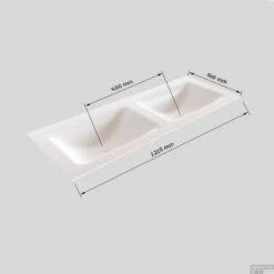 Badkamermeubel Solid Surface BWS Oslo 120x46 Cm Dubbel Mat Antraciet (met 2 Kraangaten) -Duravit Verkoop wastafel dubbel 120 cm 4 lades tech 23