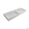 Wastafel Dubbel Plieger Kansas 2 Kraangaten 120x46,6 Cm Met Overloop Mat Wit